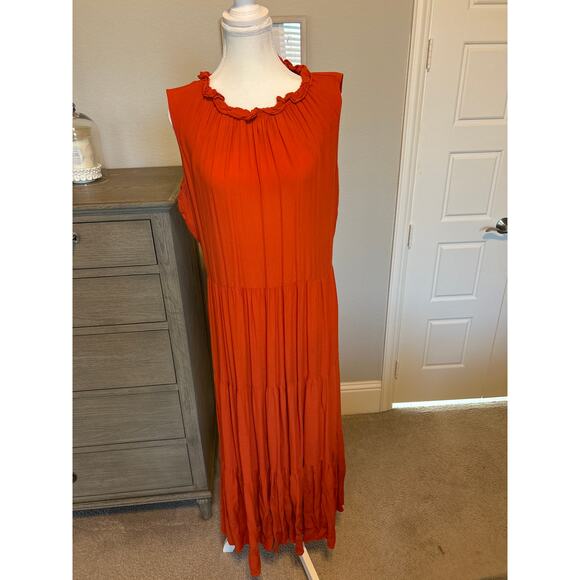 Calvin Klein | Orange Tiered Maxi Dress | 12 - Picture 4 of 15